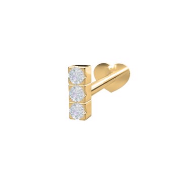 Nordahl's PIERCE52 labret-piercing i 14 kt. guld med tre glimtrende diamanter  